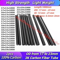 2pcs 3k High Quality Carbon Fiber Tube Length 1000mm OD17mm 18mm 19mm 20mm 21mm 22mm 23 mm Factory Direct