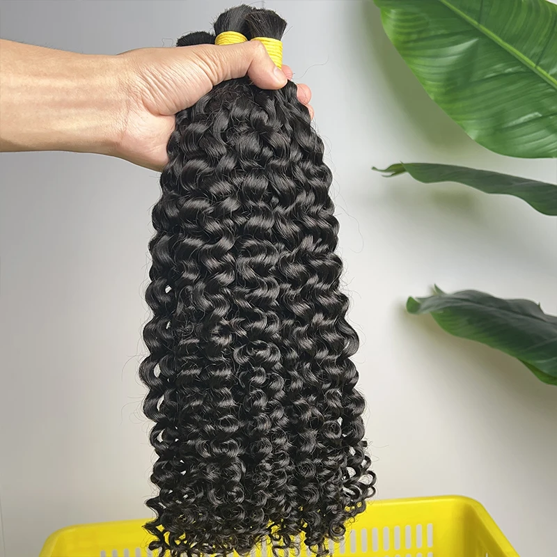 السائبة الشعر البشري عميق مجعد للتضفير موجة عميقة لا لحمة الخام وصلات شعر غير معالجة 100 جرام بوهو الضفائر