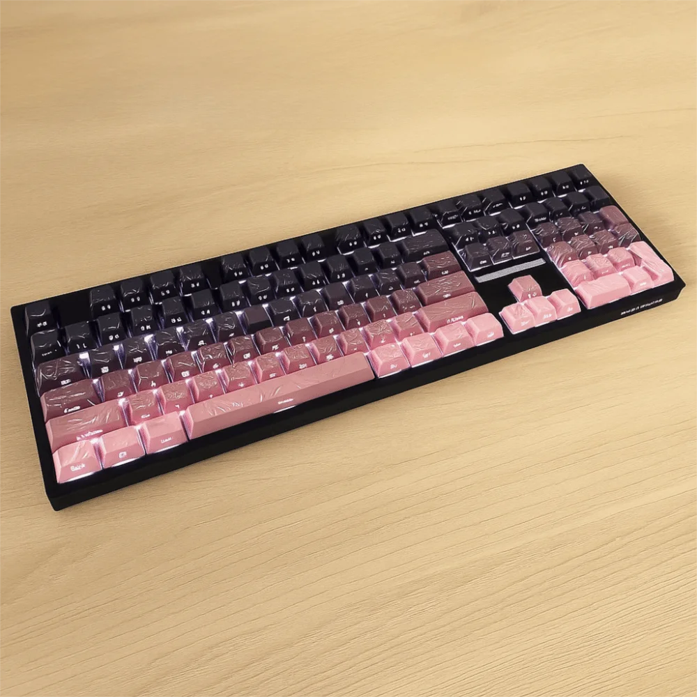 

Translucent Sided Gradient Keycaps Shine Through Heat Sublimation PBT Keycaps Original Height Purple Green