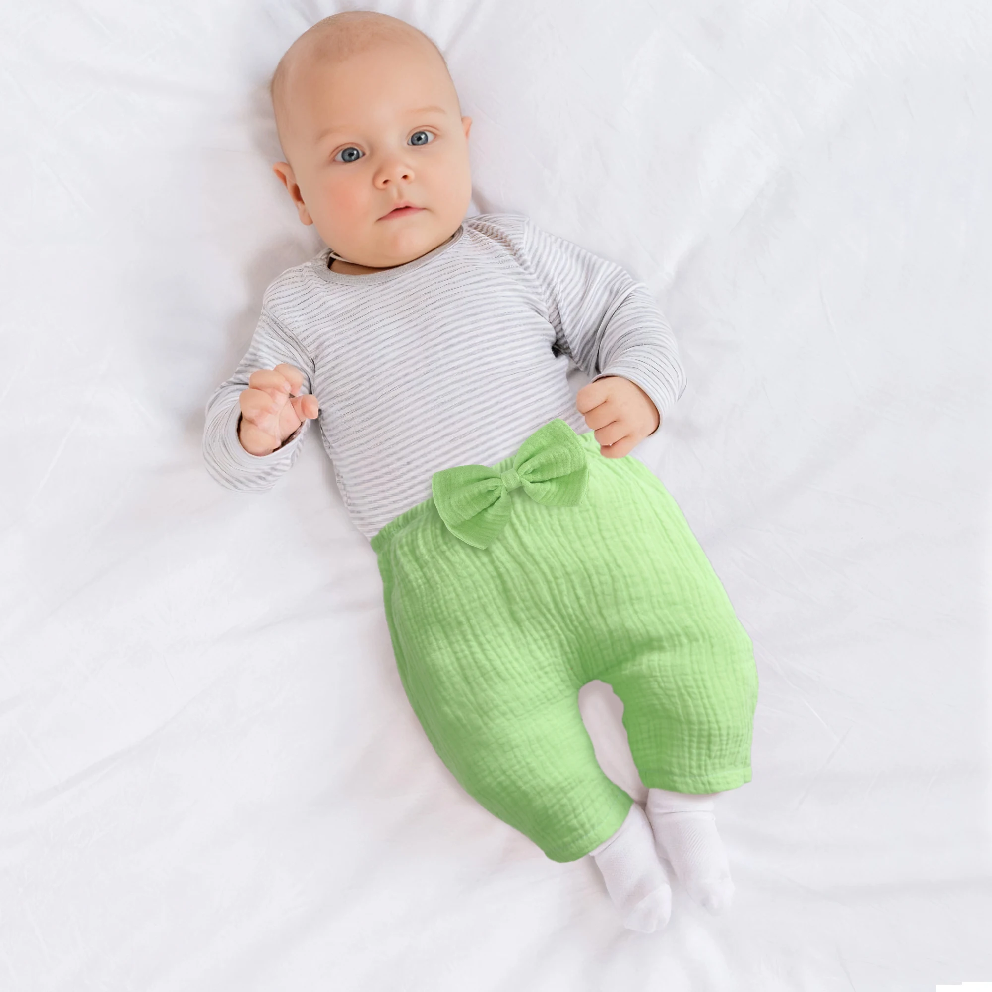 6er-Pack Babyhosen, Musselin-Jogginghosen und Baby-Jogginghosen für Jungen und Mädchen, weiche Bio-Baumwolle, einfarbig