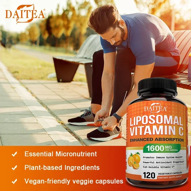 Daitea Vitamina C Complexo Lipossomal Cápsulas, Formação Lecitina Colágeno, Energia antioxidante, 1600 mg