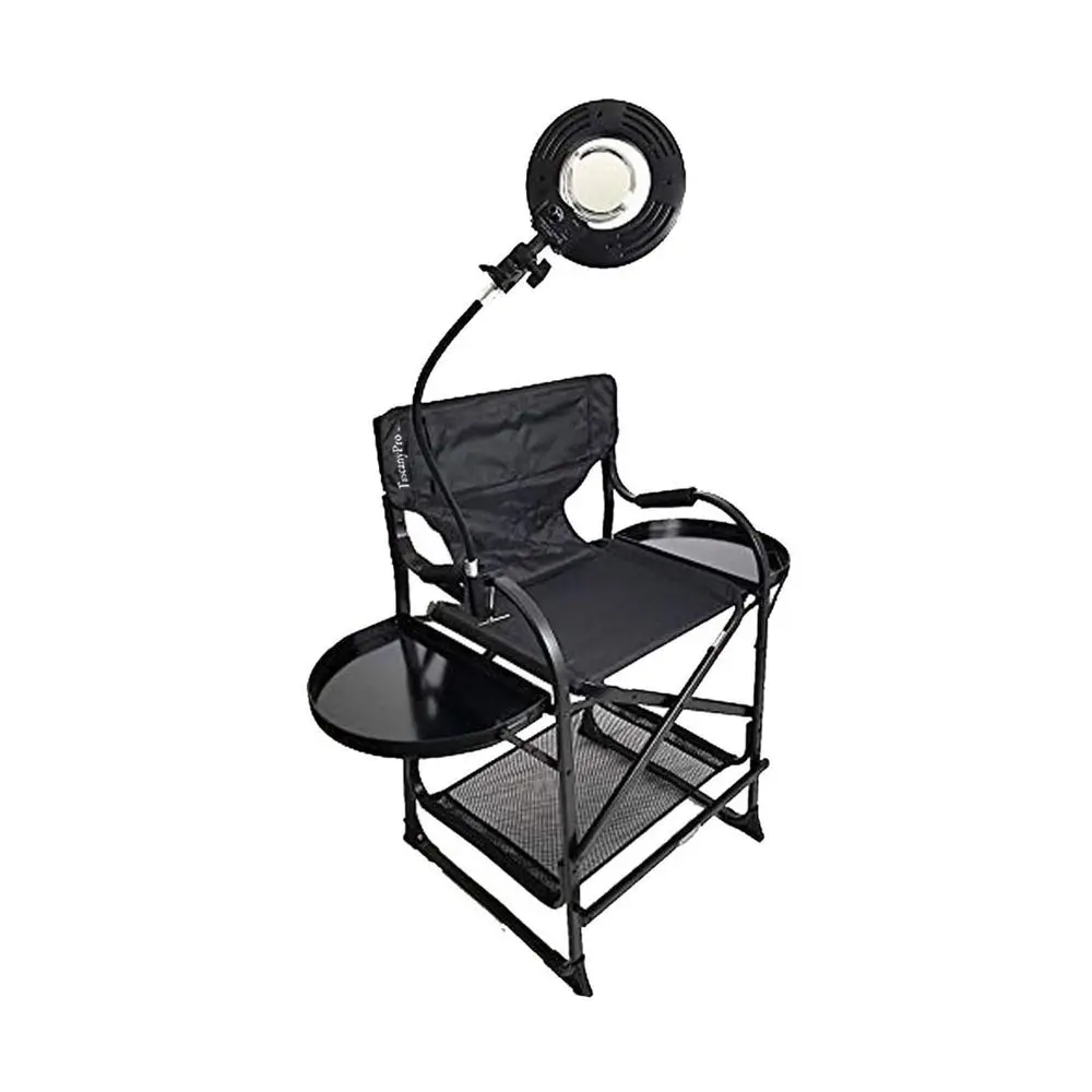 

Portable Makeup & Hair Chair with Mini Ring LED Light - Ideal for Beauty Professionals, Adjustable Seat Height, Carry Bag Includ