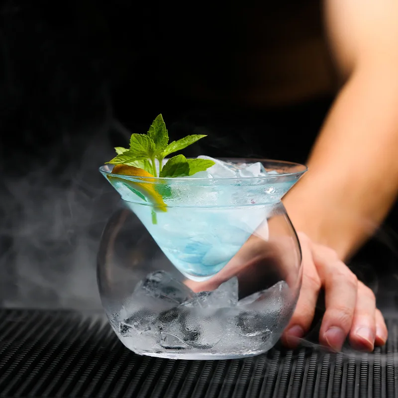 Martini Molecular Cocktail Cup Triangle With Base Beverage Glasses Creative Glass Ball Cup Party Drinking Ware Bar Accessories