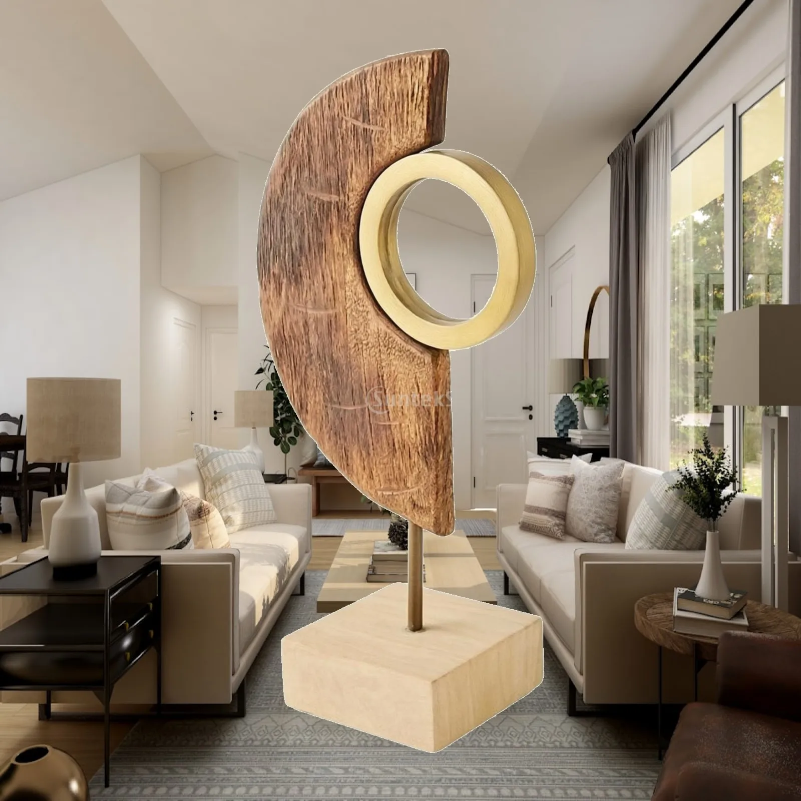 Abstract Sculpture with Base Contemporary Geometric Tabletop Statue Abstract Sculpture Decorative Decor Eye-Catching