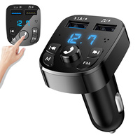 Bluetooth 5.0 FM Transmitter Car Player Kit Card Car Charger Quick with QC3.0 Dual USB Voltmeter and AUX IN/OUT DC 12/24V