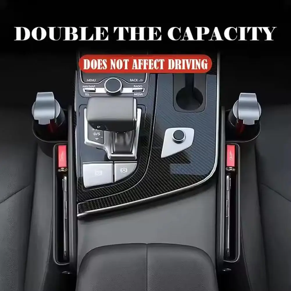 صندوق تخزين متعدد الوظائف لمقعد السيارة، حقيبة تخزين مانعة للتسرب، حامل أكواب، صندوق منظم لفتحة مقعد من جلد البولي يوريثان