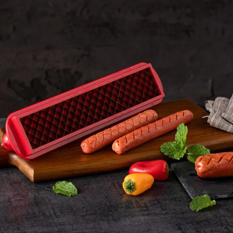 

Hot Dog Cutters And Sausage Cross Groove Precision Mesh Slicer BBQ Sausage Slicing Tool Household Kitchen Supplies Accessories