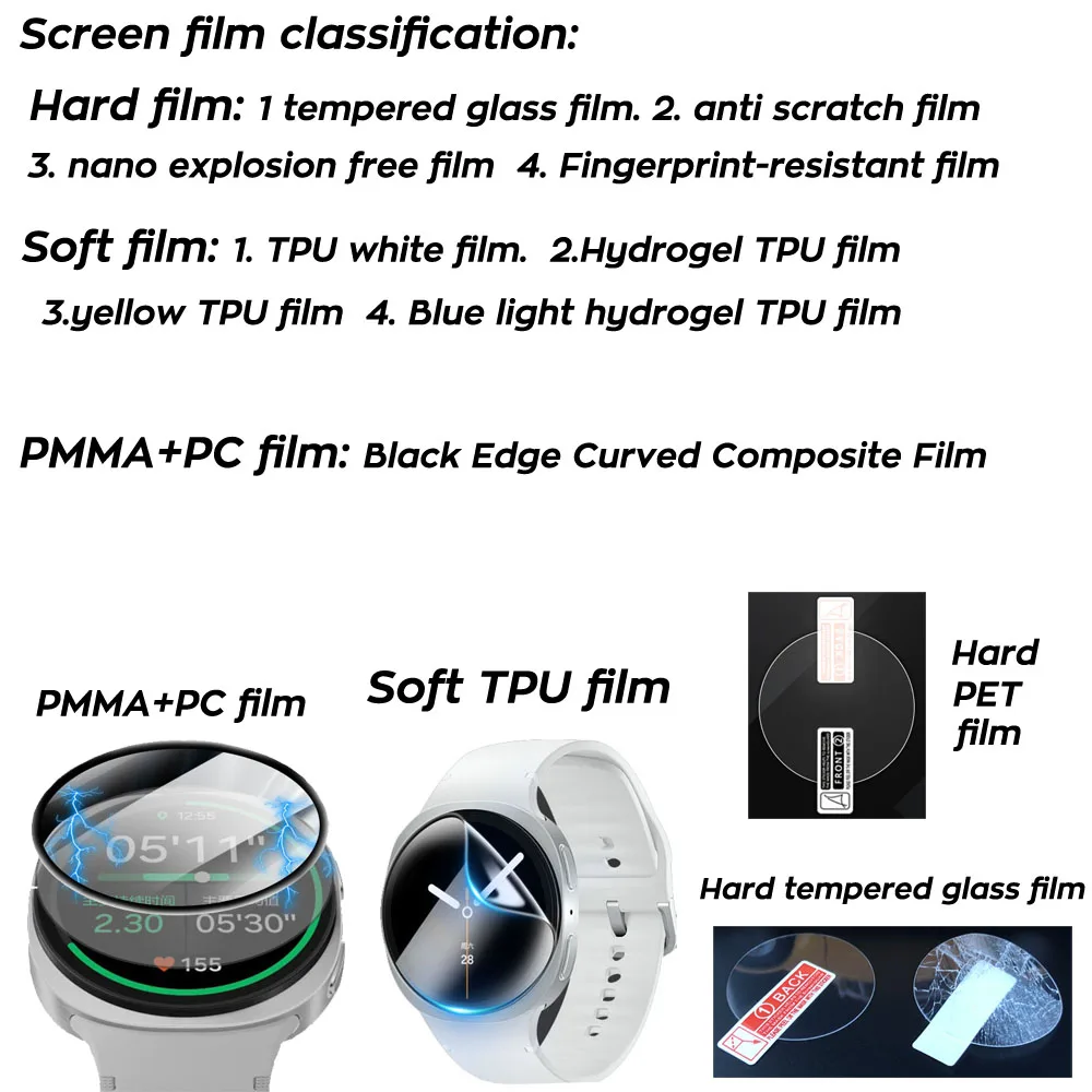 Screen Protective Film Guard for Samsung Galaxy Watch 8 Ultra Classic 40 44mm Tempered Glass Screen Protector TPU Hydrogel Films