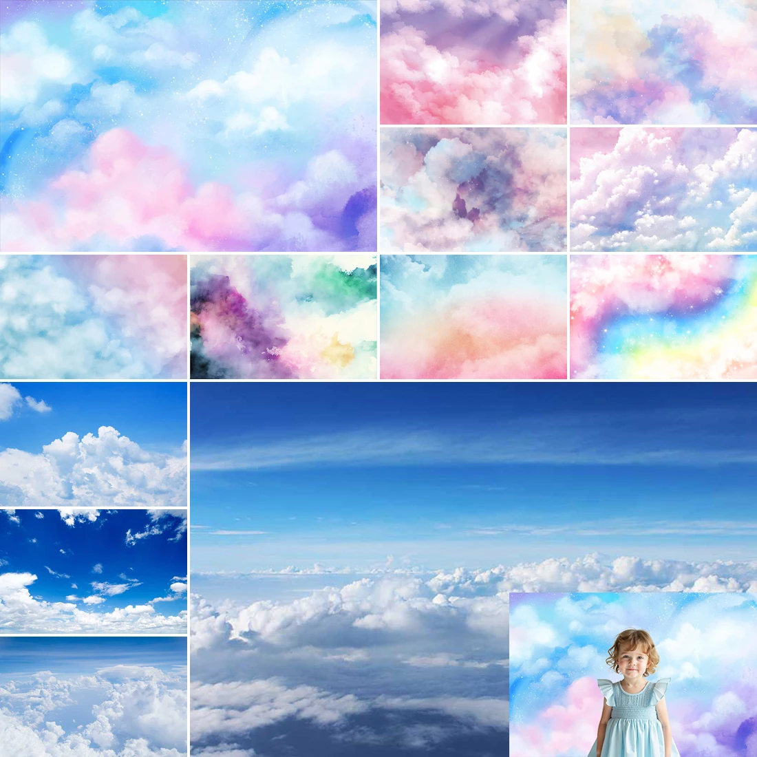 

MOON.QG Sky And Clouds Birthday Backdrop Baby Cake Smash Girls Birthday Photography Background Baby Shower Girls Clouds Banner