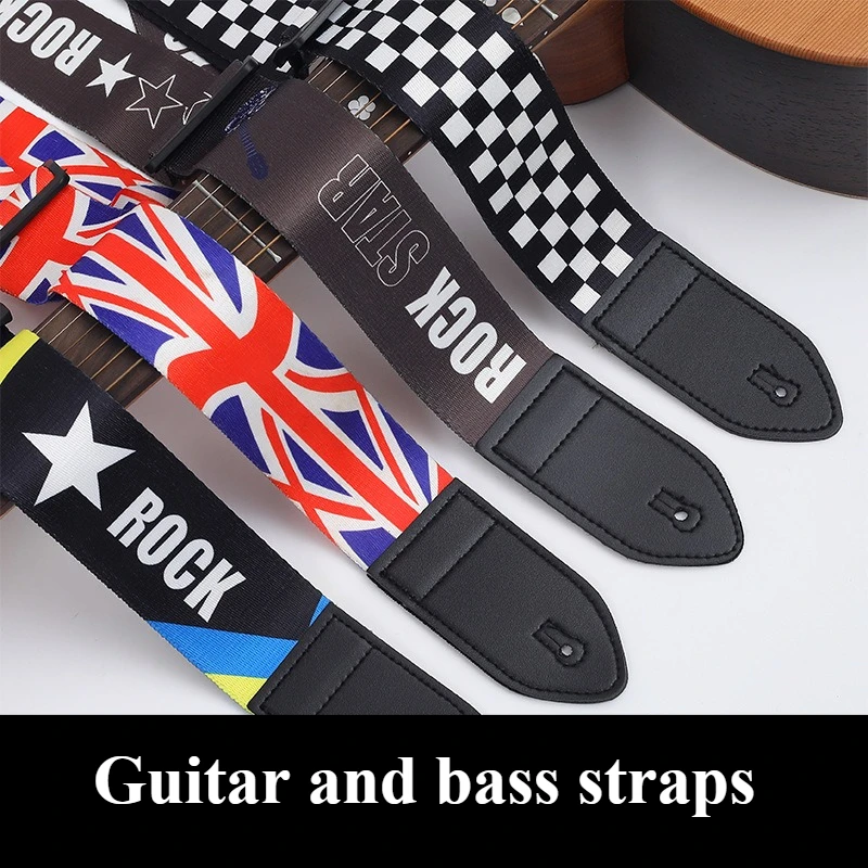 Guitar strap, folk guitar strap, heat transfer, polyester cotton, shoulder strap, ukulele accessories