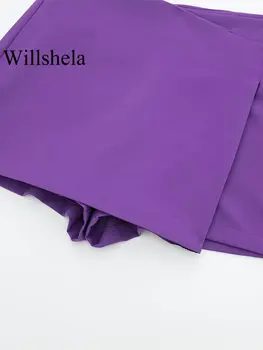 Asymmetrical High-Waist Skort 5 Willshela Women Fashion Solid Asymmetrical Side Zipper Skirts Shorts Vintage High Waist Female Chic Lady Shorts 5