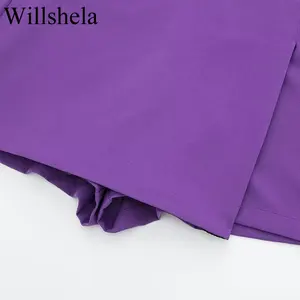 Asymmetrische Seite Reißverschluss Willshela-sieben, hohe Taille, weibliche schicke Shorts, monochrom, Vintage-Mode 8 Hauptverkaufszweiwerin in Bunda - №2