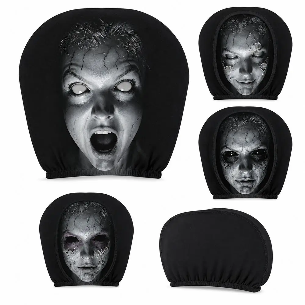 2 Fundas Para Reposacabezas De Coche Con Estampado De Caras De Terror De Halloween, Fundas Elásticas Universales Para Reposacabe