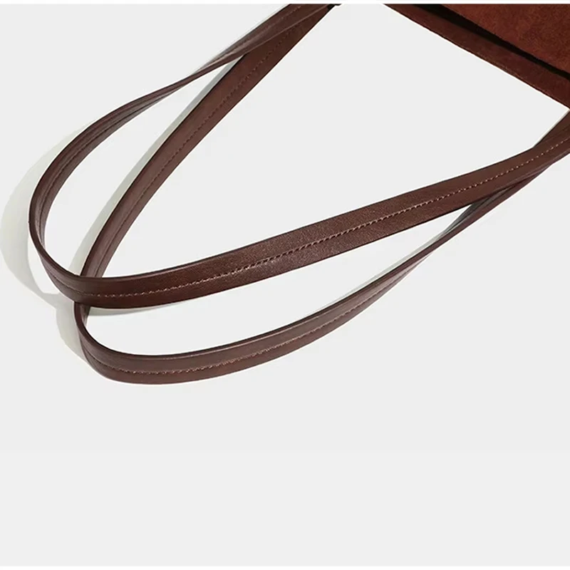 Vintage-Umhängetasche aus Kunstwildleder mit passendem Portemonnaie, Damenhandtasche mit Häkelspitzenbesatz, elegante Colorblock-Tragetasche für Herbst und Winter – Detail 5