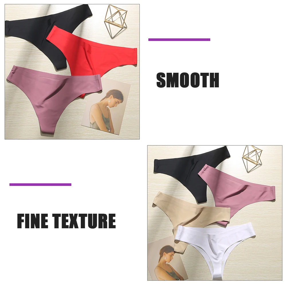 

4pcs Ice Silk Nylon Underwear Women Undershorts Seamless Comfortable Breathable Solid Color