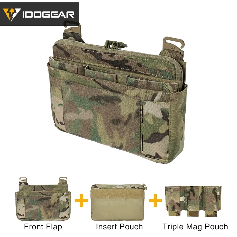 

IDOGEAR Small Steel Scorpion Tactical Camouflage DOPE Front Flip Bag with Kangaroo Bag Full Set MC Triple Partition Bag