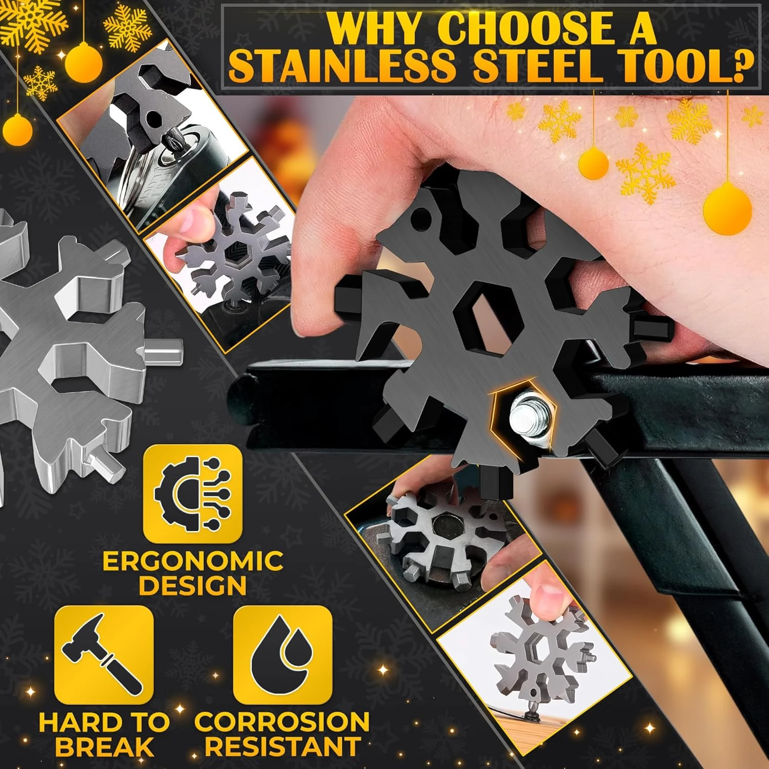 Portable EDC Multifunction Torque Snowflake Wrench Alloy Steel Hexagonal Universal 18-in-1 Octagonal Screwdriver Household Tool