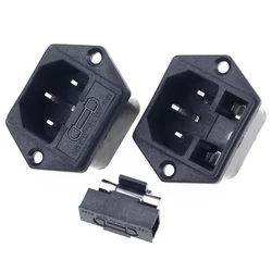 1pcs new Panel Mounted 3 Pin IEC 60320 C14 Inlet Male Power Plug 10A AC 250V w/ fuse holder