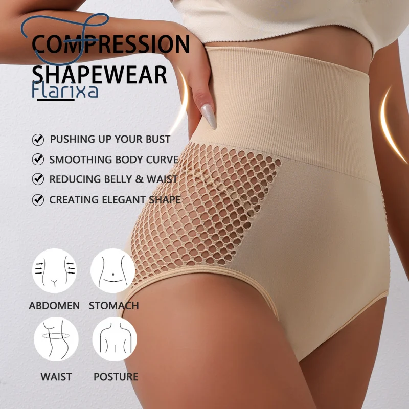 Flarixa 1/2/3Pcs Hollow Belly Control Shapewear Women Panties High Waist Double Layer Tummy Shaper Heart-shaped Hip Lift Pants - Image 5
