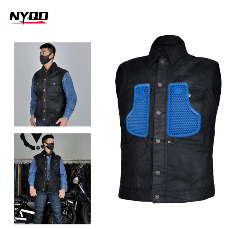 

VOLERO Motorcycle Riding Vest For Men And Women Casual American Retro Coating Wax Cloth Motorcycle Rider Vest Motocross Jacket
