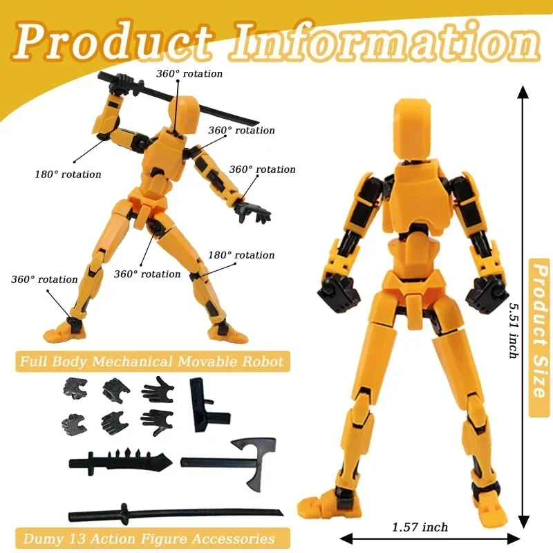 1PCS 13 관절 피규어 관절 가동형 더미 인형 Diy 조립 장난감 3D 인쇄 액션 피규어 스톱 모션 애니메이션 더미