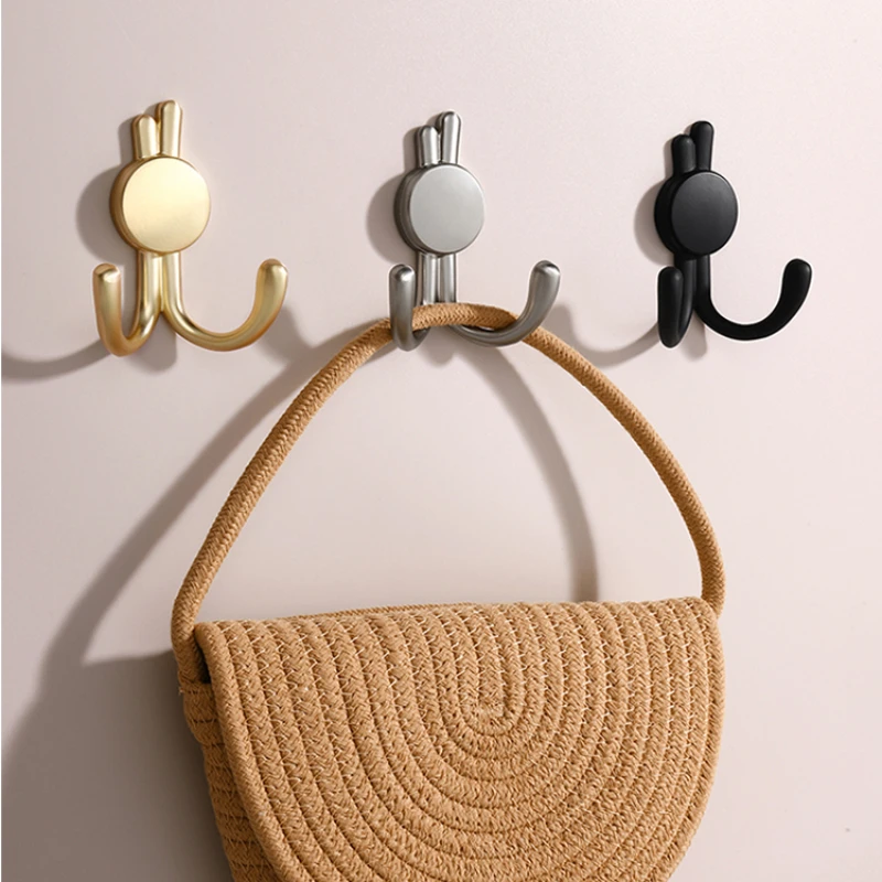 Minimalist wall coat hat hook single creative shape entrance decoration clothes hanging hook wardrobe door back double hook gold