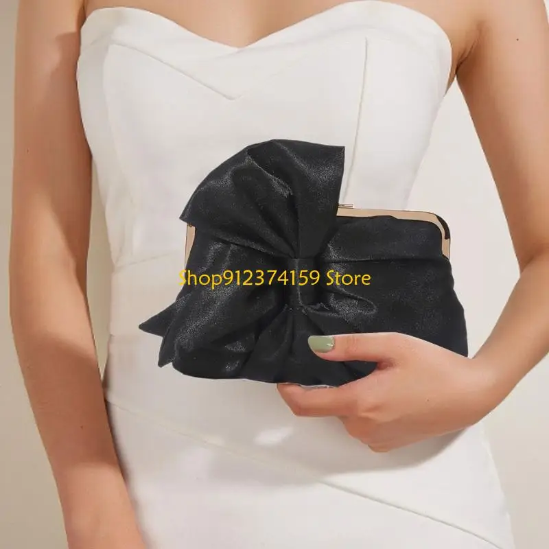 

G5AE Sweet Bows Evening Bag for Women Elegant Pearls Handle Wedding Bag Evening Handbag Bridal Purse Evening Clutch Bag