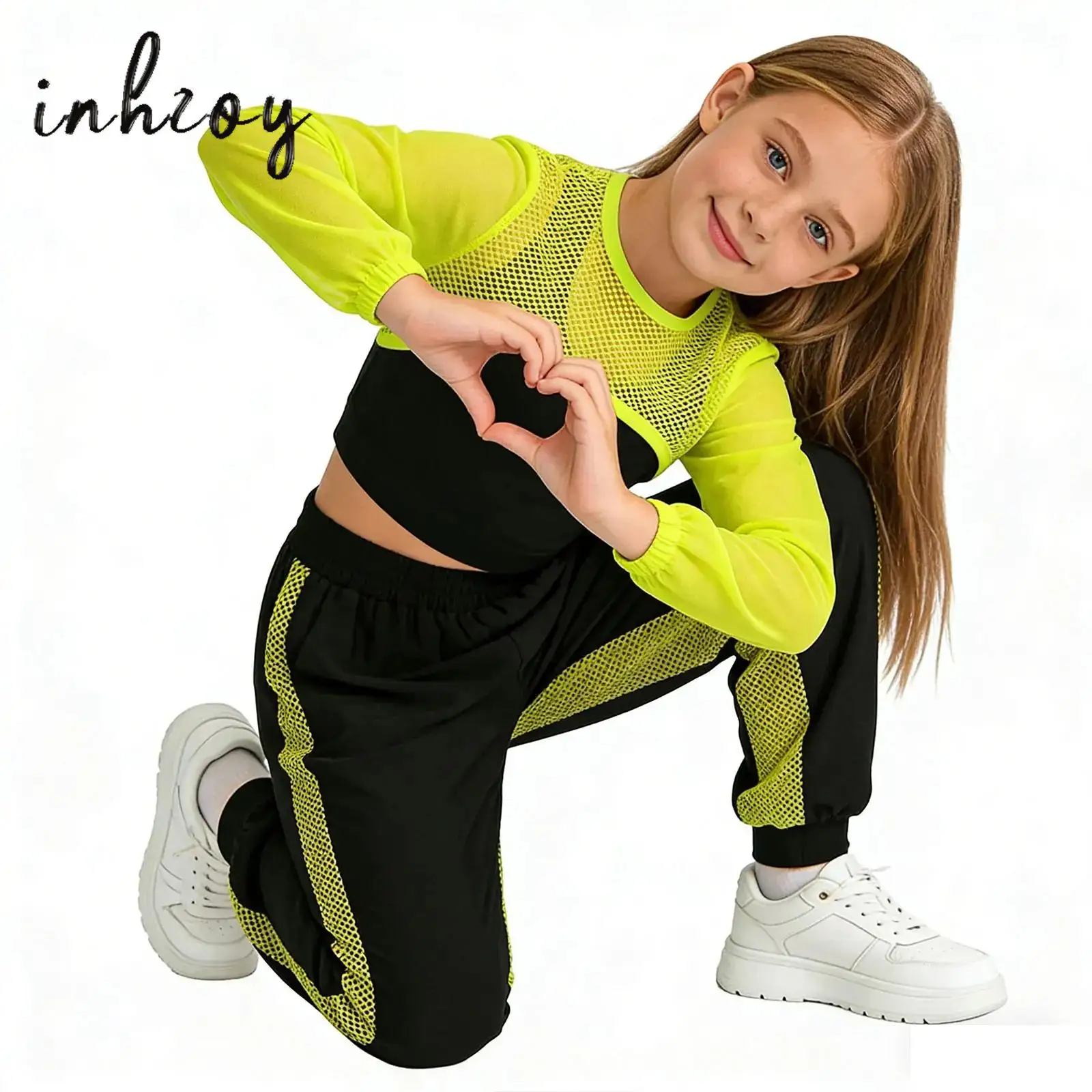 

Модный уличный стиль для девочек: укороченный топ с жилеткой и брюки карго, детские костюмы для уличных танцев, комплект для джазовых танцев для детей.