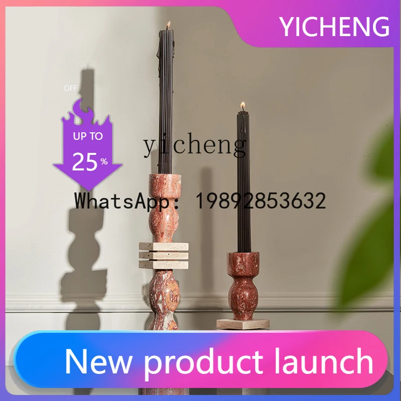 

X2 Vintage Style Fireplace Decorative Ornament Stone Retro Candle Holder Desktop Soft Decoration Display