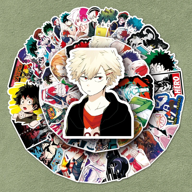 52/30/10PCS All Might Deku Bakugo Shoto ‌Eri‌ Popular Anime Peripheral Graffiti Waterproof Decoration Water Cup Tablet Sticker