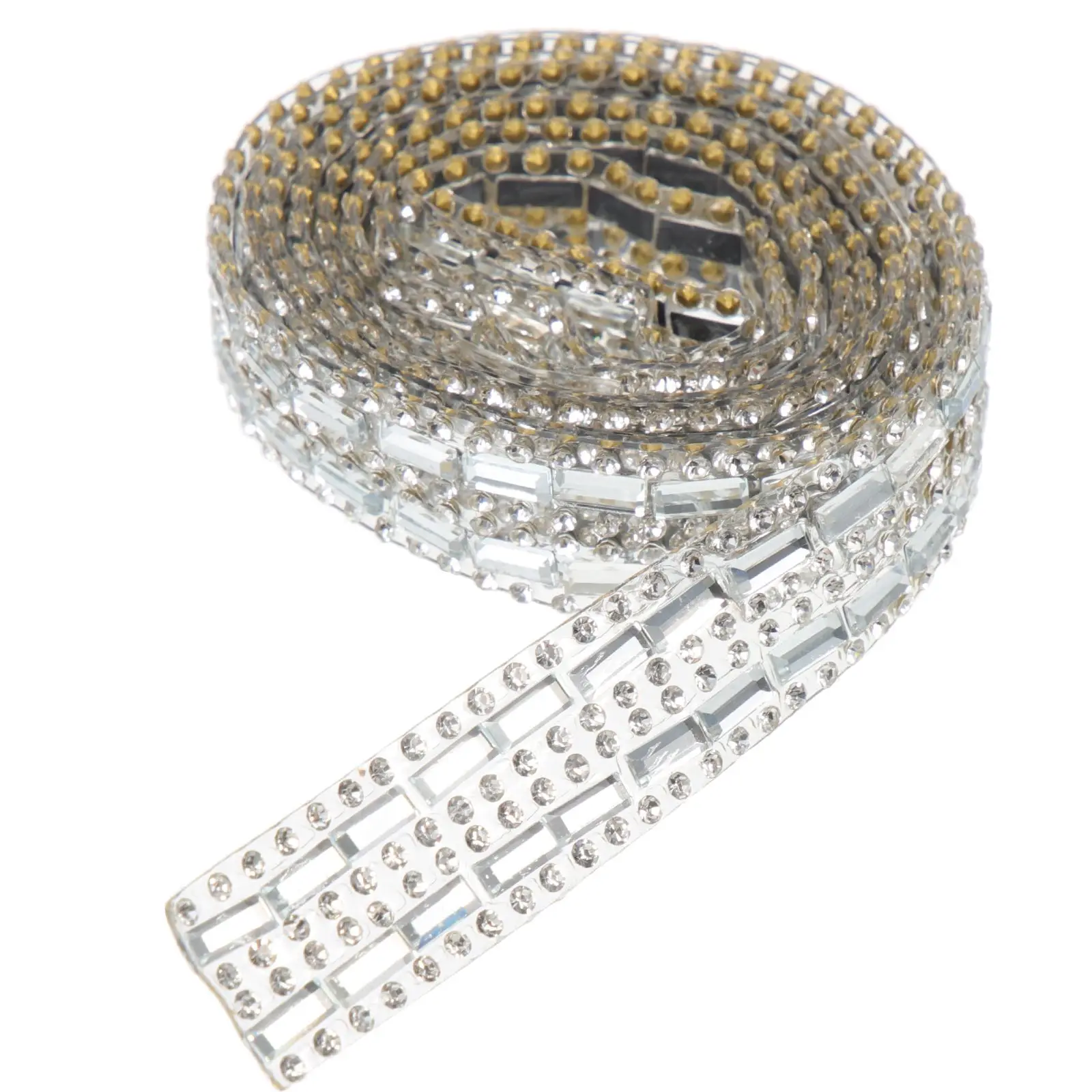 

1M Self Adhesive Rhinestone Ribbon 2 Rows White 1 5cm Wide Heat Fusible Strips for Crafting Costume Accessories Cuttable