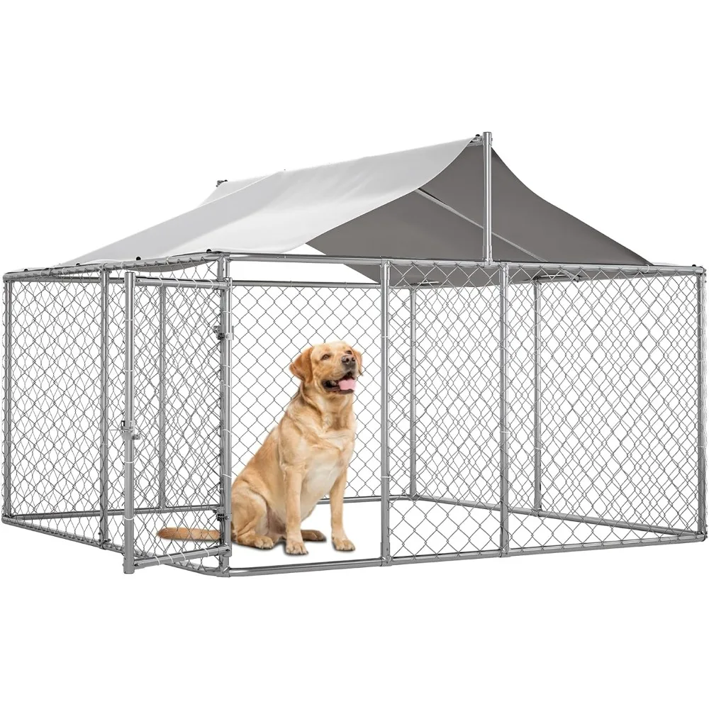 

10×10FT Outdoor Dog Kennel, Outdoor Dog House with Cover Roof & Lock, Outdoor Dog Enclosure for Backyard, Garden kennel