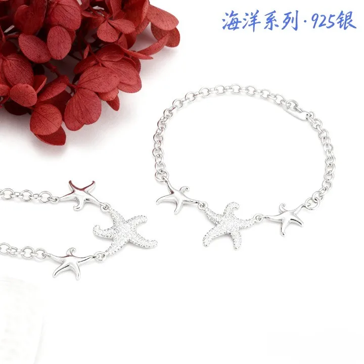 

New trendy 925 sterling Silver special Ocean starfish necklaces bracelests for women Versatile Jewelry Set boutique accessories