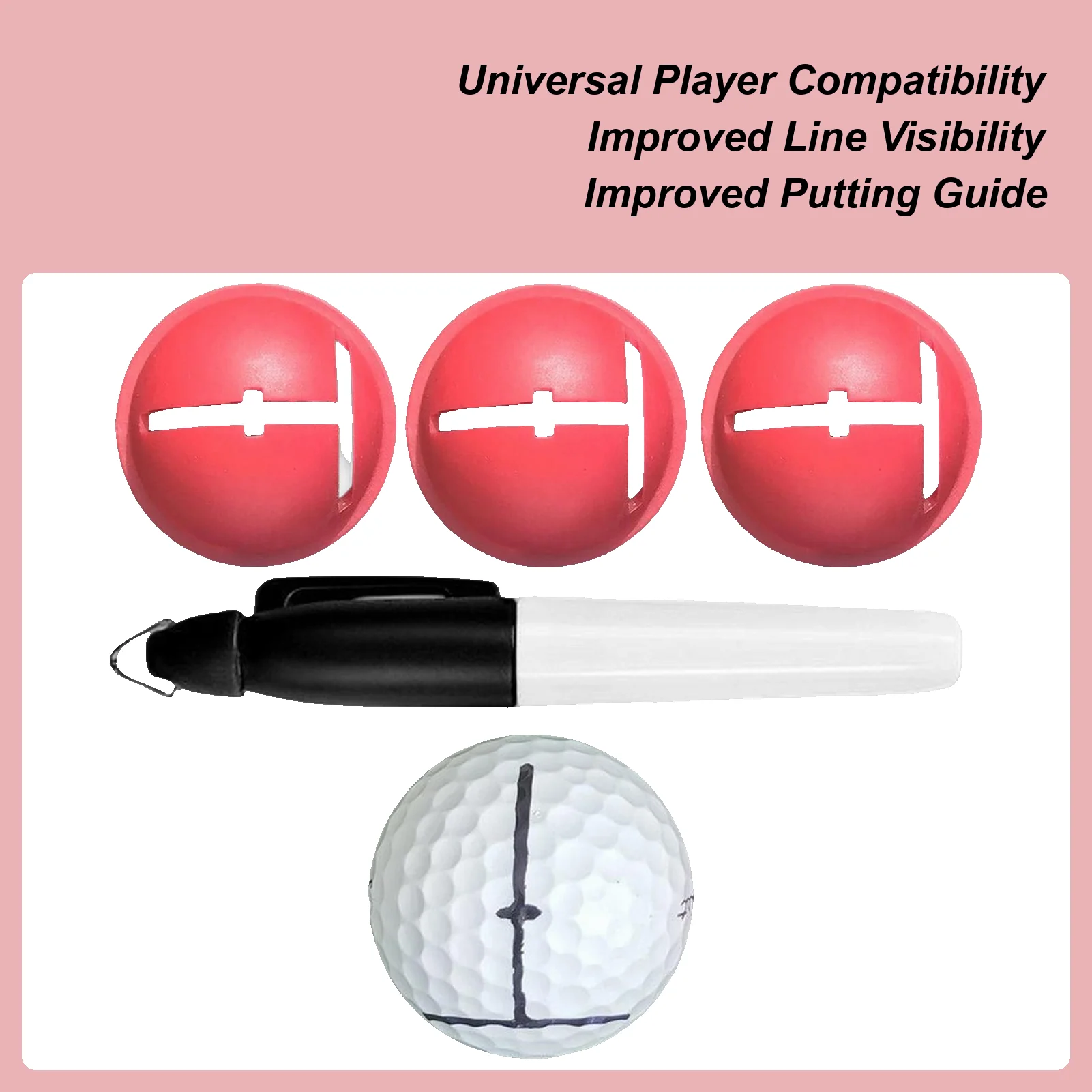 

Маркер линии мяча для гольфа, профессиональный прецизионный лайнер для мяча с ручкой, инструмент для маркировки линий для гольфа для игроков