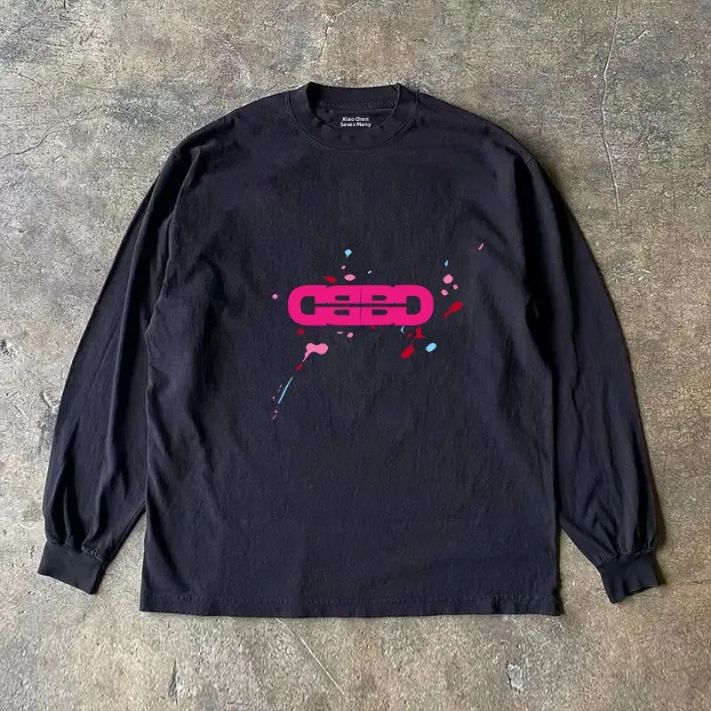 Heavyweight 310g Pure Cotton Long Sleeve T-Shirt Streetwear Versatile Retro American Style Men's Women's round Neck Top