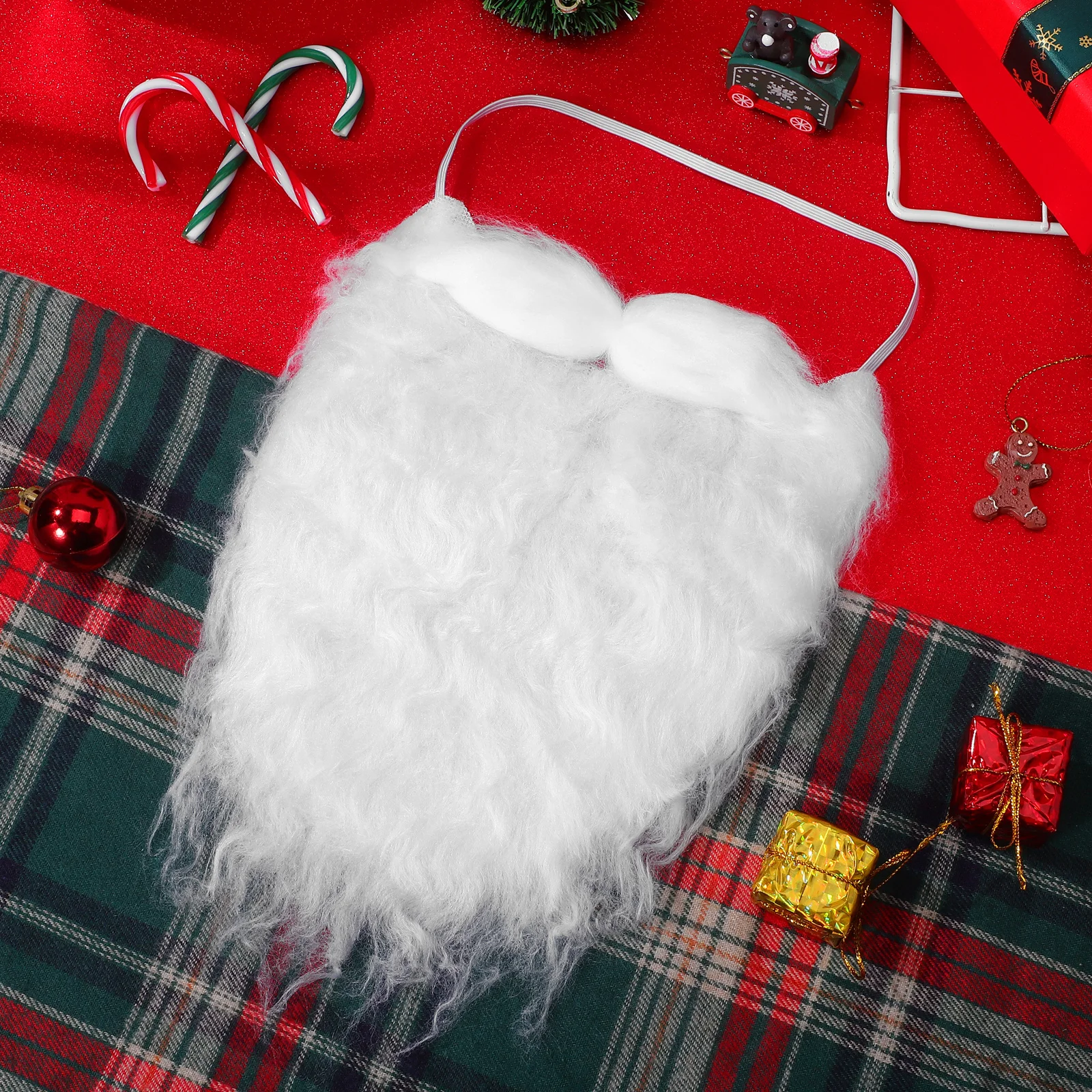 

1Pcs Santa Claus Synthetic Curly Beard Set Christmas Cosplay Full Multi-Layer Beard Elasticated Snug Fit Santa