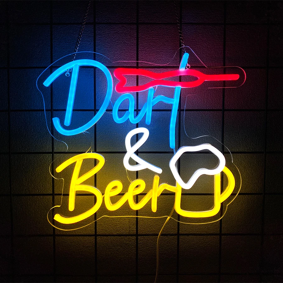 

Неоновая вывеска Dart Beer, светодиодные дротики и пива с декором, используется для персонализированных настенных светильников в барах, клубах, игровых комнатах и домашних стен.