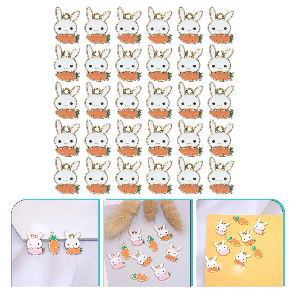 

30 Pcs Carrot Rabbit Alloy Charms Easter DIY Pendants Jewelry Making Supplies Lightweight Durable Gifts Decorations