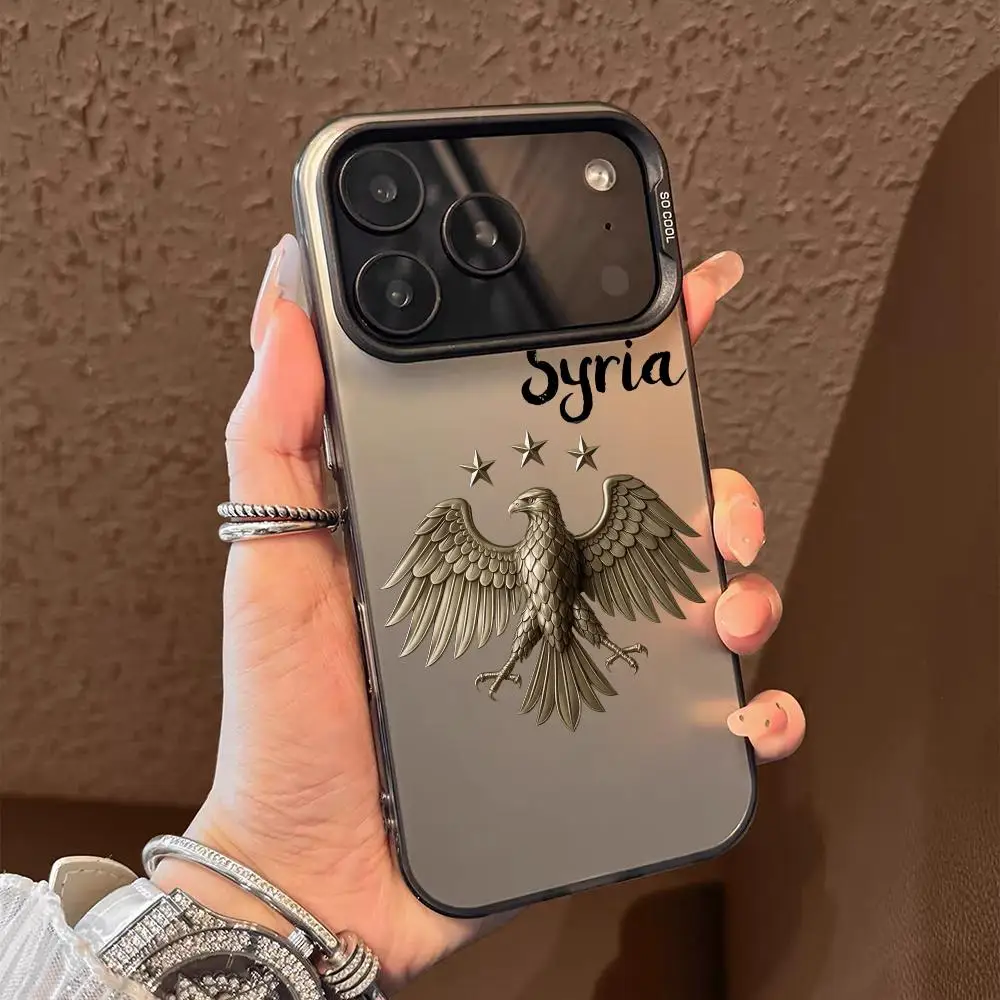 حافظة هاتف لهاتف آيفون 17 16 15 14 13 12 11 برو ماكس أسود أرجواني غير لامع ليزر معدني أورورا فوندا شعار سيري جديد كول إيجل