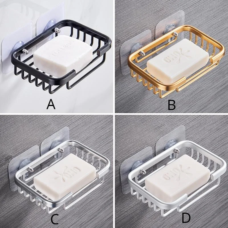 1PC Free Drill Soap Dish Holder Wall Mounted Storage Rack Holder Hollow Type Soap Sponge Dish Bathroom Accessories