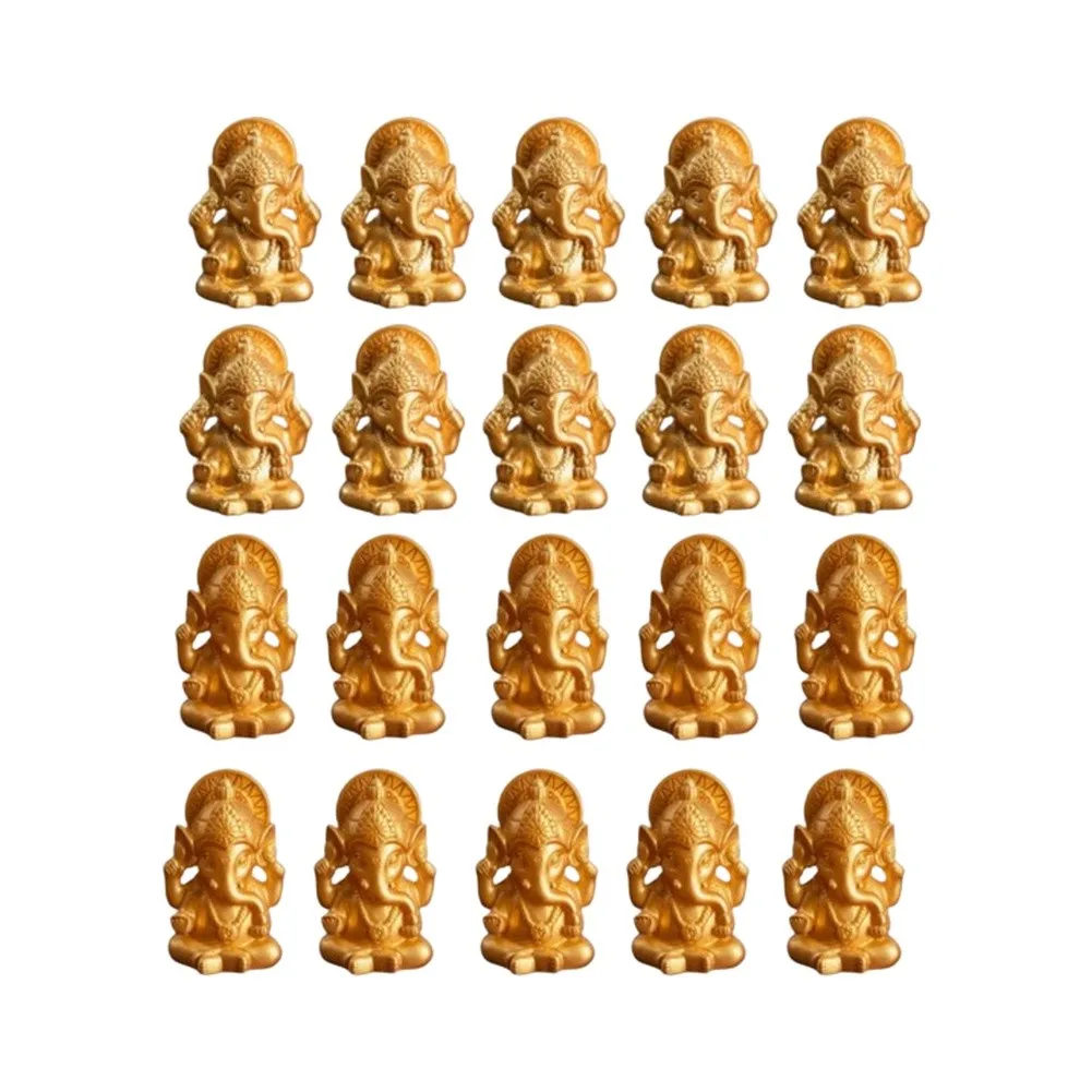 20Pcs Small Ganesha Elephant Statue Decoration Resin Figurine For Home Temple Shrine Tabletop Spiritual Household Worship Decor