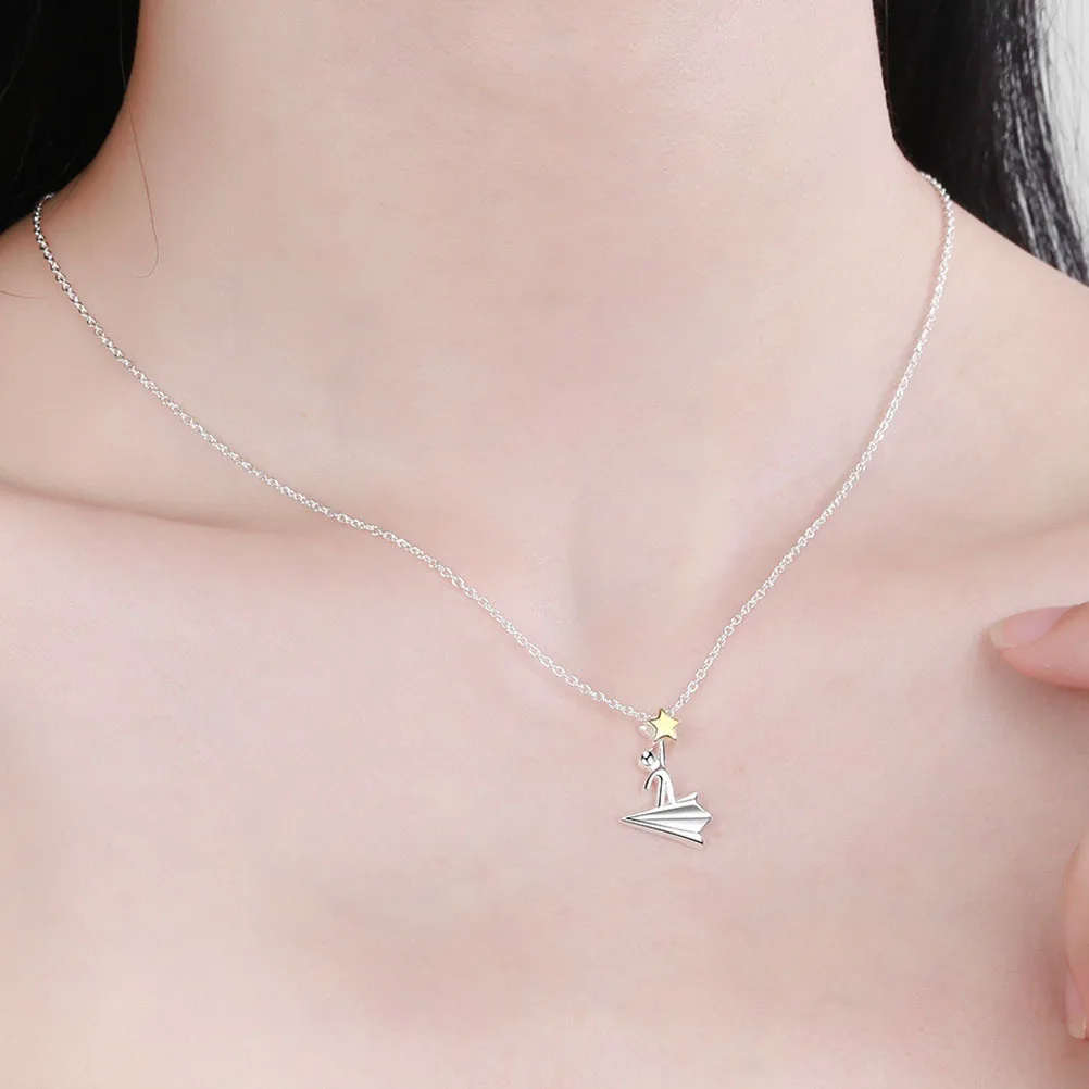 

Paper Airplane Necklace Women Pendant Necklace Catch Eyes Stand Out Crowd Perfect Birthday Wedding Gift Aircraft Jewelry