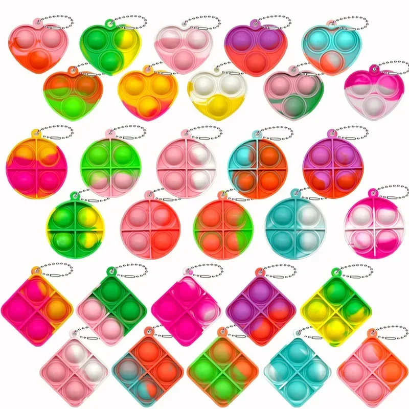 30 SZTUK Pop Fidget Toys Mini Pop Breloki do kluczy Zabawki dla maluchów Zestaw zabawek sensorycznych Zestawy zbiorcze Zmniejsz ciśnienie Prezenty na imprezy