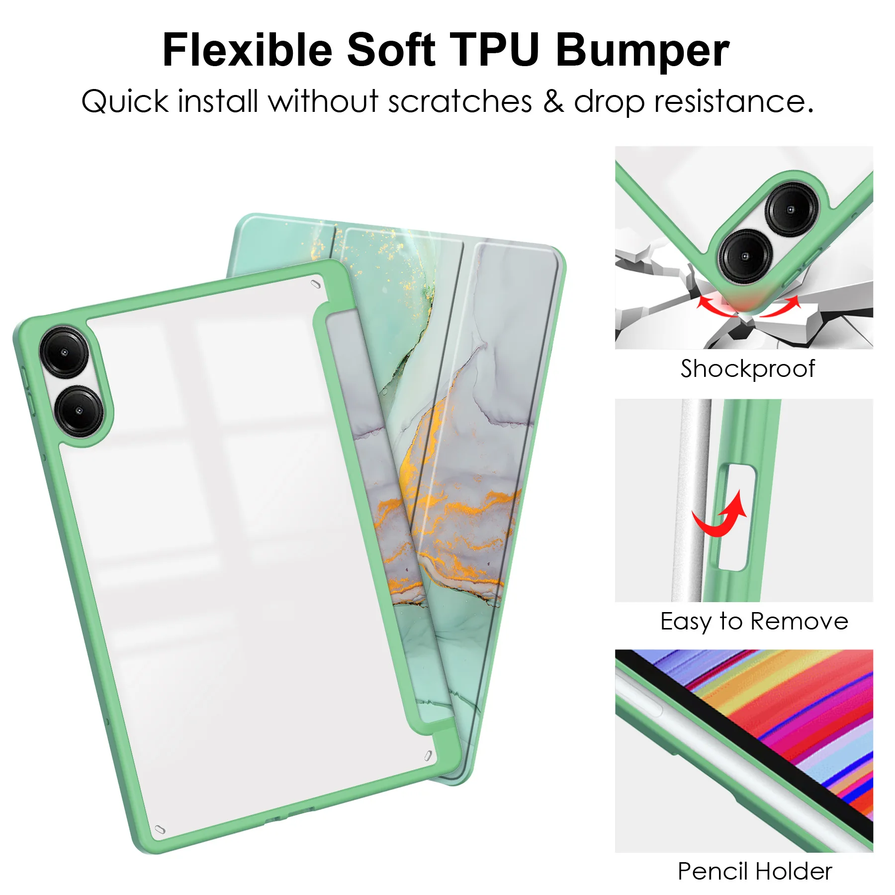 Für Xiaomi Poco Pad Redmi Pad Pro 12.1 Hülle Acryl Dreifach Faltbarer Ständer Stifthalter Stoßfeste Abdeckung – Detail 4