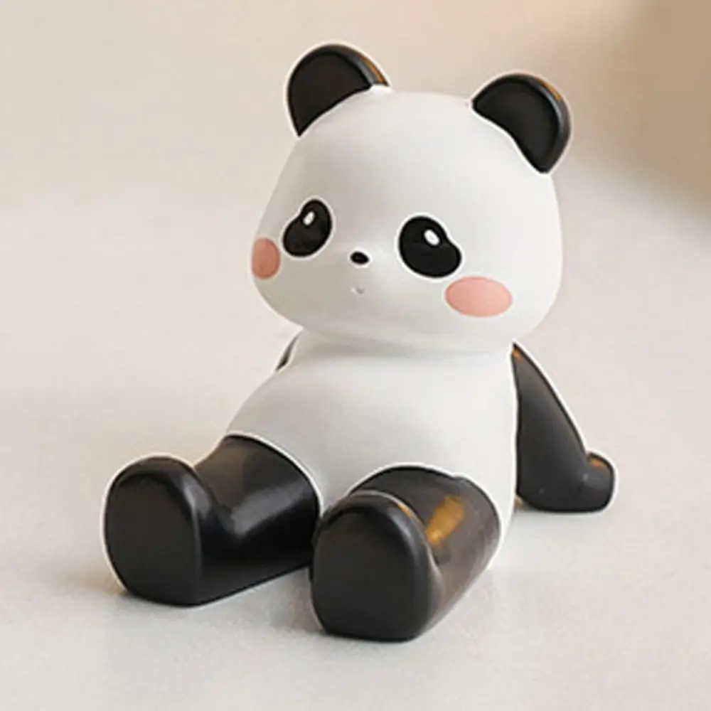 Phone Holder Resin Panda Ornament Desk Decor Cartoon Panda Doll Toy Cute Creative Animal Figurines Phone Accessories