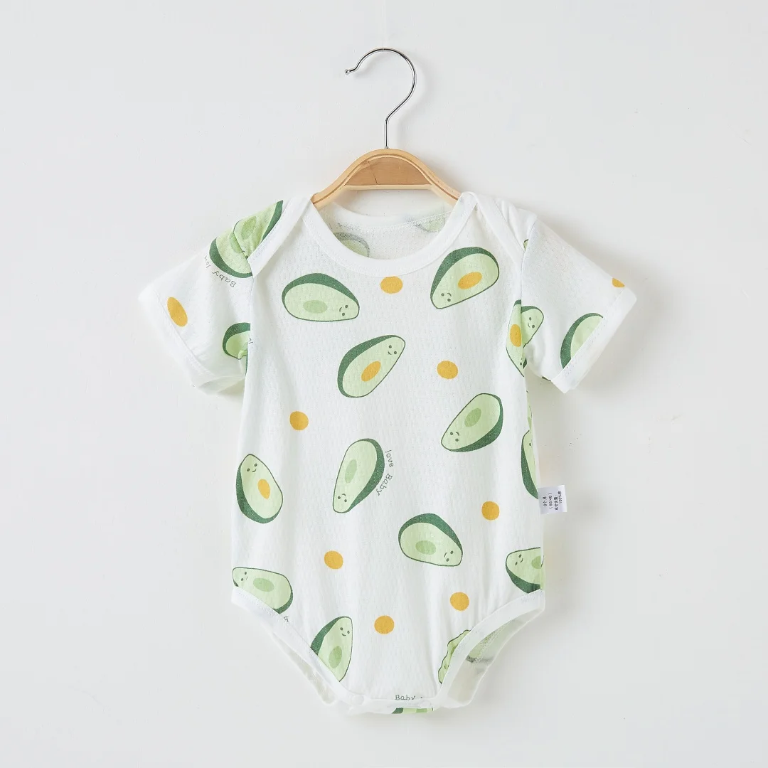 3-24M Infant Baby Girl Bodysuit Summer Short Sleeve Cute Fruit Printed Cotton Knitted Onesies Comfort Breathable Romper