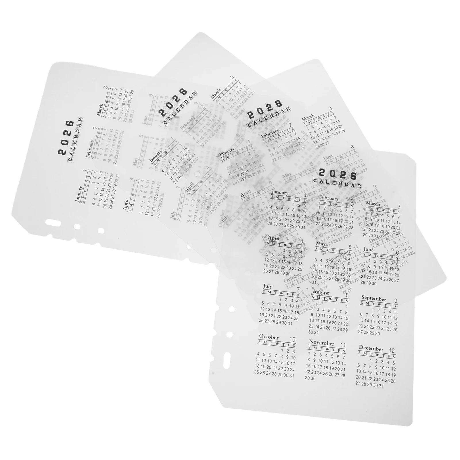 

4pcs 2026 Calendar Binder Frosted Plastic Dividers 6-Hole A5 Matte Finish Adjustable Diy Refillable Pp Notebook Dividers