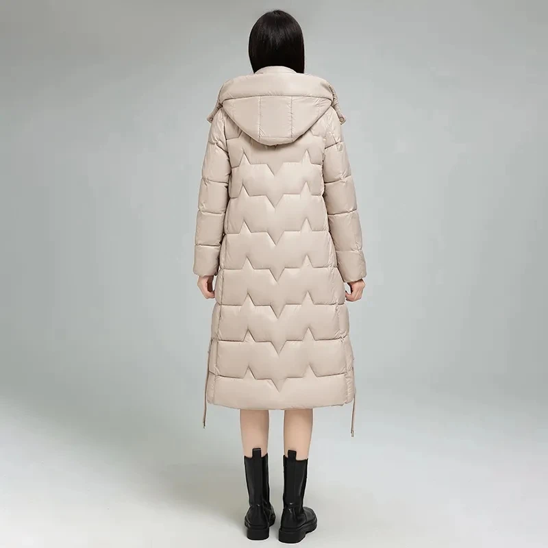 Female Long Down cotton Jacket 2025 Autumn Winter New Fashion Thicken Hooded Coat Women\'s Windproof Puffer Long Parka Overcoat