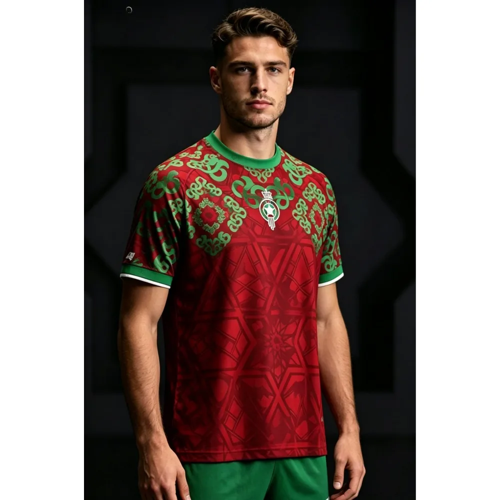 Summer New Moroccan Traditional Football Jersey Sports Breathable Fashion Casual Style Special Edition for Football Fans