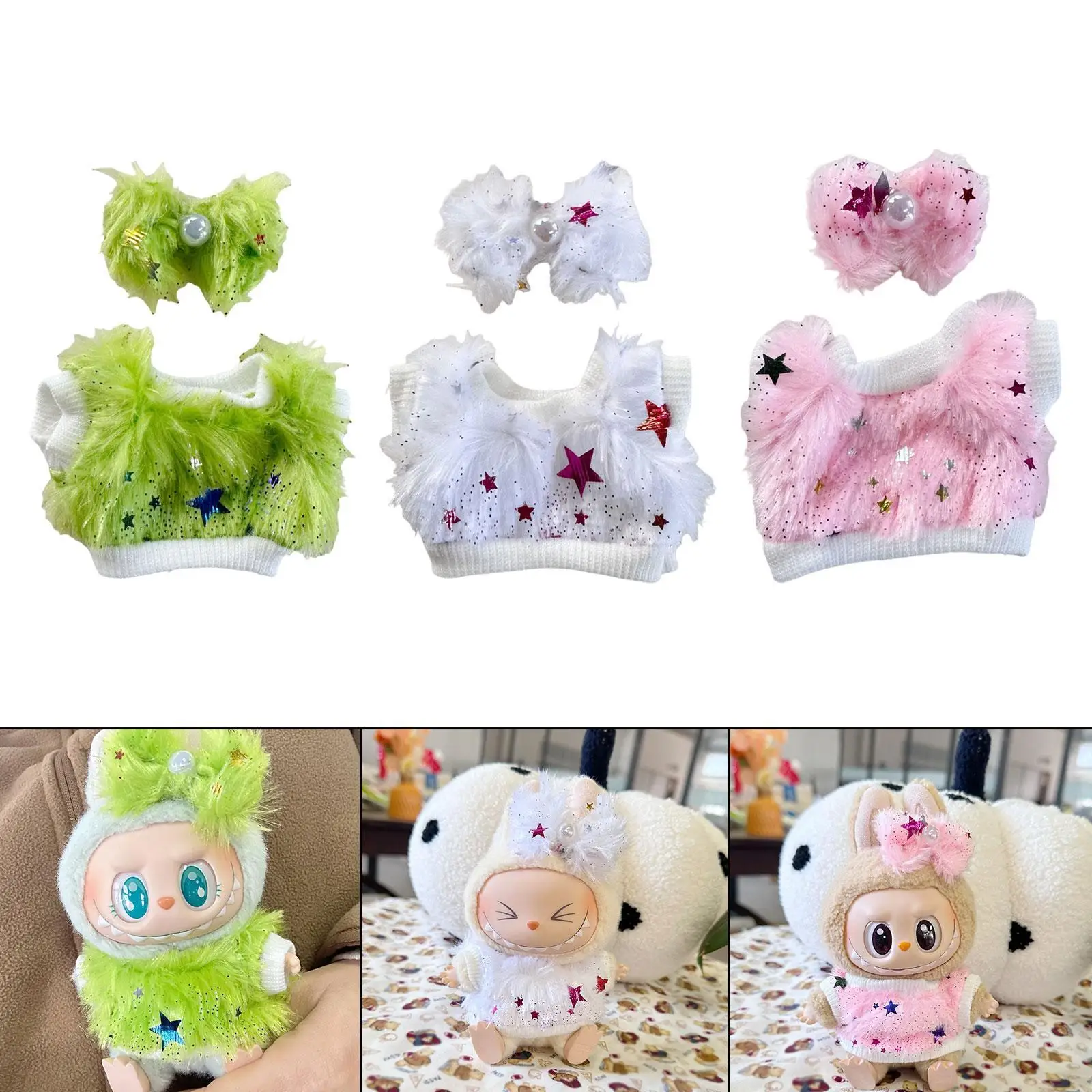 Plush Doll Clothes Pendant Doll Outfits for Kids Birthday Gift Comfortable Decoration Doll Sweater Costumes for 15cm Dolls